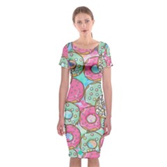 Donuts pattern Classic Short Sleeve Midi Dress