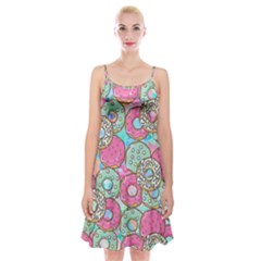 Donuts Pattern Spaghetti Strap Velvet Dress by ValentinaDesign