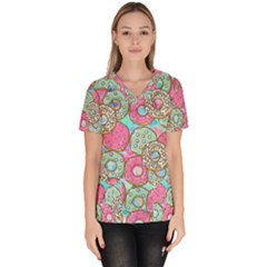 Donuts pattern Scrub Top