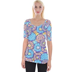 Donuts Pattern Wide Neckline Tee