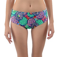 Donuts Pattern Reversible Mid-waist Bikini Bottoms by ValentinaDesign