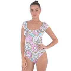 Donuts Pattern Short Sleeve Leotard  by ValentinaDesign