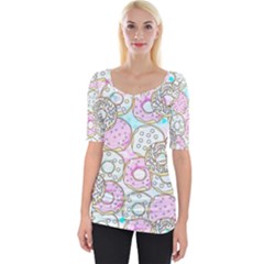 Donuts Pattern Wide Neckline Tee