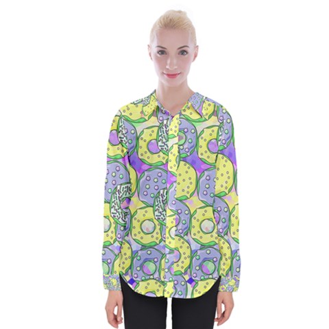 Donuts Pattern Womens Long Sleeve Shirt by ValentinaDesign