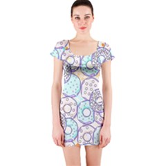 Donuts Pattern Short Sleeve Bodycon Dress by ValentinaDesign