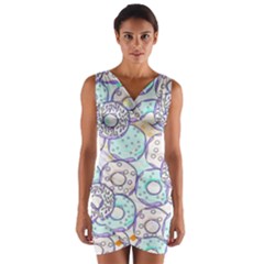 Donuts Pattern Wrap Front Bodycon Dress by ValentinaDesign