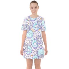 Donuts Pattern Sixties Short Sleeve Mini Dress