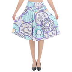 Donuts Pattern Flared Midi Skirt