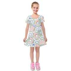 Donuts Pattern Kids  Short Sleeve Velvet Dress by ValentinaDesign