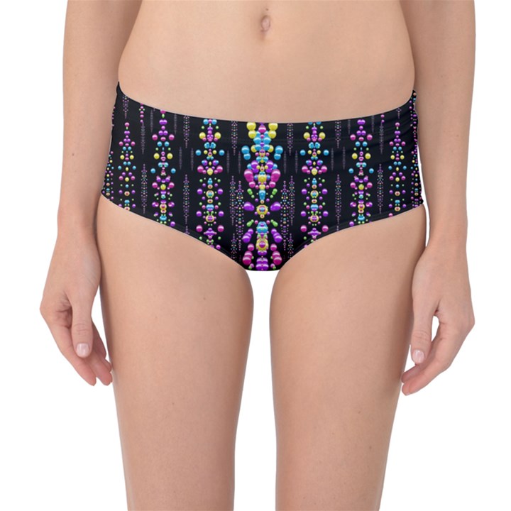 Rainbow Asteroid Pearls In The Wonderful Atmosphere Mid-Waist Bikini Bottoms