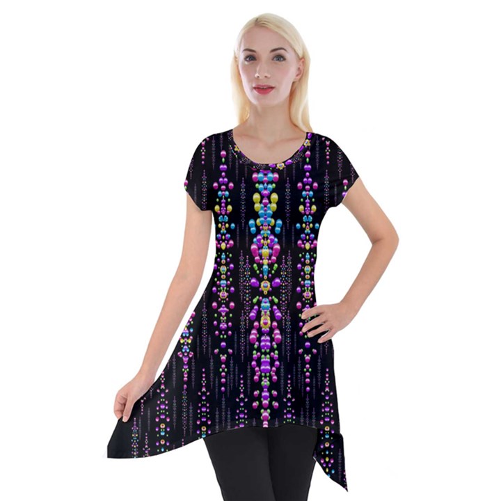 Rainbow Asteroid Pearls In The Wonderful Atmosphere Short Sleeve Side Drop Tunic