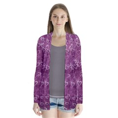 Heart pattern Drape Collar Cardigan