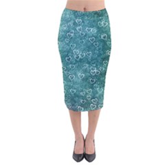 Heart Pattern Velvet Midi Pencil Skirt by ValentinaDesign