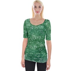 Heart Pattern Wide Neckline Tee