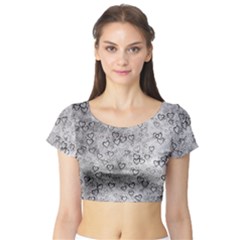 Heart Pattern Short Sleeve Crop Top (tight Fit) by ValentinaDesign