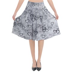 Heart Pattern Flared Midi Skirt by ValentinaDesign