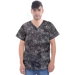 Heart Pattern Men s V-neck Scrub Top