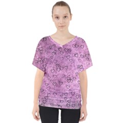 Heart Pattern V-neck Dolman Drape Top