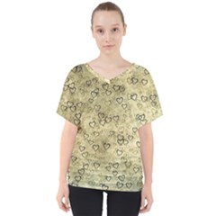 Heart Pattern V-neck Dolman Drape Top