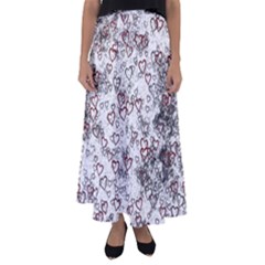 Heart Pattern Flared Maxi Skirt