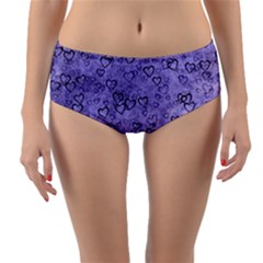 Heart Pattern Reversible Mid-waist Bikini Bottoms