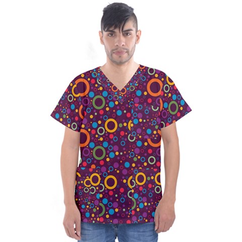 70s Pattern Men s V-neck Scrub Top by ValentinaDesign