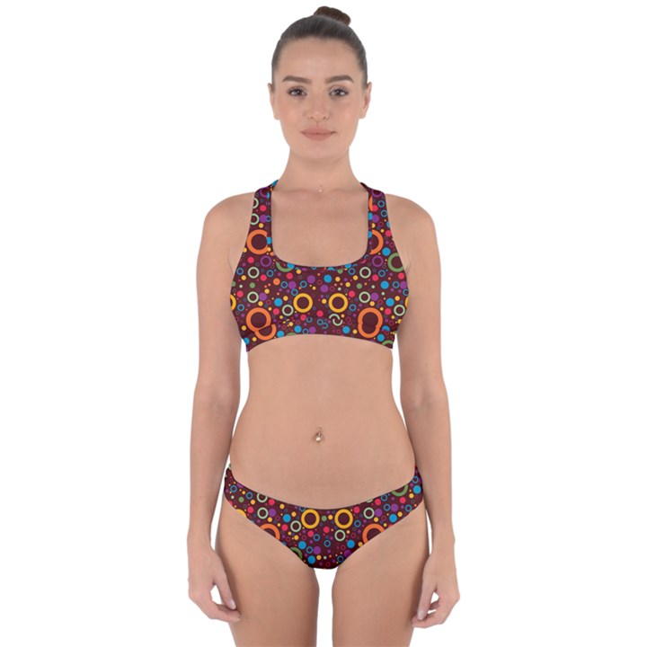 70s pattern Cross Back Hipster Bikini Set