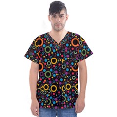 70s Pattern Men s V-neck Scrub Top