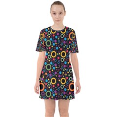 70s Pattern Sixties Short Sleeve Mini Dress