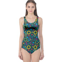 70s Pattern One Piece Swimsuit by ValentinaDesign