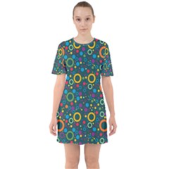 70s Pattern Sixties Short Sleeve Mini Dress