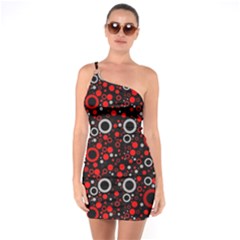 70s Pattern One Soulder Bodycon Dress