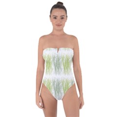 Weeds Grass Green Yellow Leaf Tie Back One Piece Swimsuit