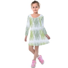 Weeds Grass Green Yellow Leaf Kids  Long Sleeve Velvet Dress by Mariart