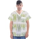 Weeds Grass Green Yellow Leaf Men s V-Neck Scrub Top View1