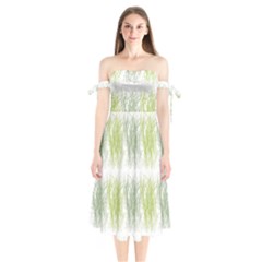 Weeds Grass Green Yellow Leaf Shoulder Tie Bardot Midi Dress