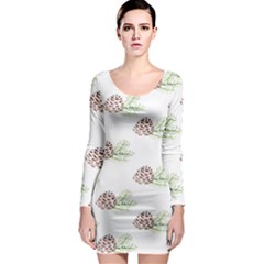 Pinecone Pattern Long Sleeve Bodycon Dress by Mariart