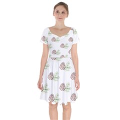 Pinecone Pattern Short Sleeve Bardot Dress