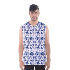 Rabbits Deer Birds Fish Flowers Floral Star Blue White Sexy Animals Men s Basketball Tank Top