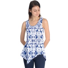 Rabbits Deer Birds Fish Flowers Floral Star Blue White Sexy Animals Sleeveless Tunic by Mariart