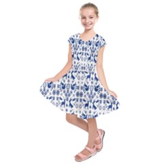 Rabbits Deer Birds Fish Flowers Floral Star Blue White Sexy Animals Kids  Short Sleeve Dress