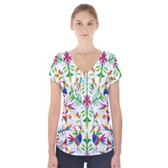 Peacock Rainbow Animals Bird Beauty Sexy Short Sleeve Front Detail Top by Mariart