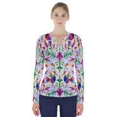 Peacock Rainbow Animals Bird Beauty Sexy V-neck Long Sleeve Top