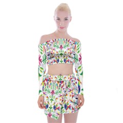 Peacock Rainbow Animals Bird Beauty Sexy Off Shoulder Top With Skirt Set by Mariart