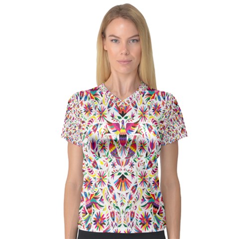 Peacock Rainbow Animals Bird Beauty Sexy Flower Floral Sunflower Star V-neck Sport Mesh Tee by Mariart