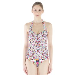 Peacock Rainbow Animals Bird Beauty Sexy Flower Floral Sunflower Star Halter Swimsuit by Mariart