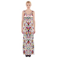 Peacock Rainbow Animals Bird Beauty Sexy Flower Floral Sunflower Star Maxi Thigh Split Dress by Mariart