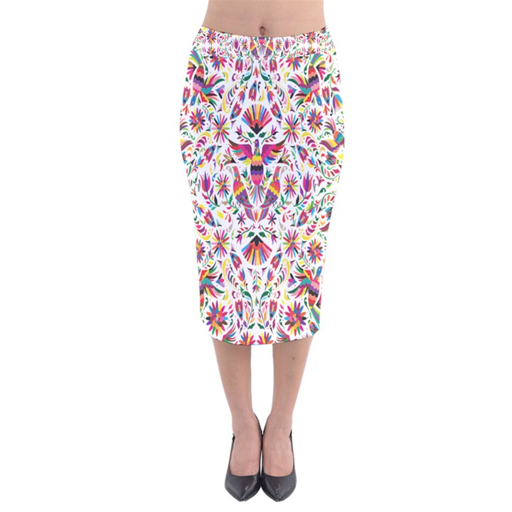 Peacock Rainbow Animals Bird Beauty Sexy Flower Floral Sunflower Star Velvet Midi Pencil Skirt