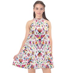 Peacock Rainbow Animals Bird Beauty Sexy Flower Floral Sunflower Star Halter Neckline Chiffon Dress  by Mariart