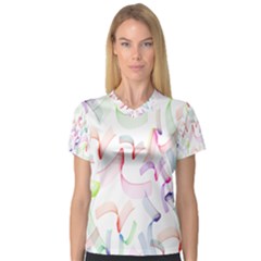 Rainbow Green Purple Pink Red Blue Pattern Zommed V-neck Sport Mesh Tee